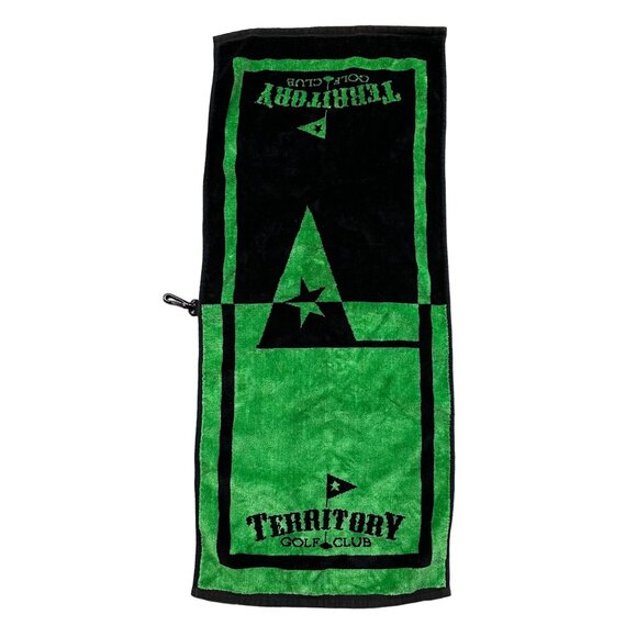 Golf Bag Towel Territory Golf Club Merch Swag Green Black Metal Clip Sports - Picture 2 of 11